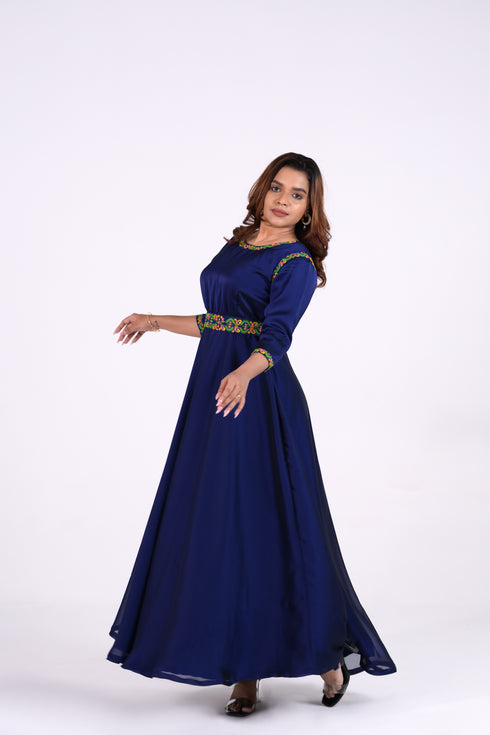 Violet Syska Georgette Gown w/ Belt