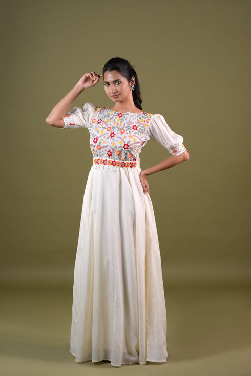 Off White Bemberg Silk Gown