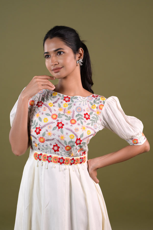 Off White Bemberg Silk Gown