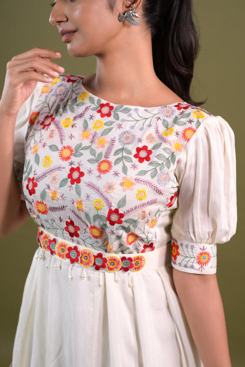 Off White Bemberg Silk Gown