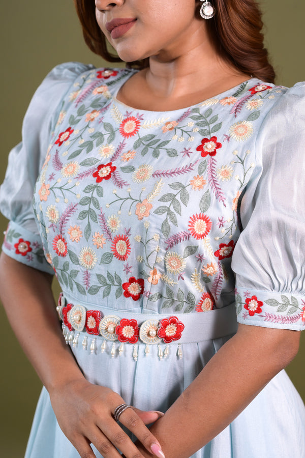 Light Blue Bemberg Silk Gown