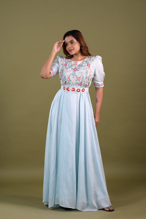 Light Blue Bemberg Silk Gown