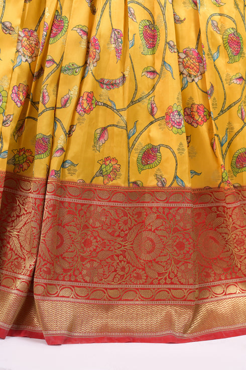Yellow & Red Benaras Silk Lehenga