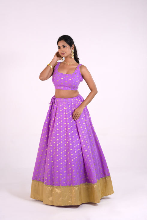 Lavender Cotton Chanderi Lehenga
