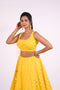 Yellow Cotton Chanderi Lehenga