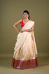 White & Red Benaras Silk Lehenga w/ Organza Dupatta