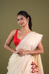 White & Red Benaras Silk Lehenga w/ Organza Dupatta