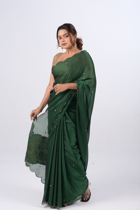 Green Syska Georgette Saree