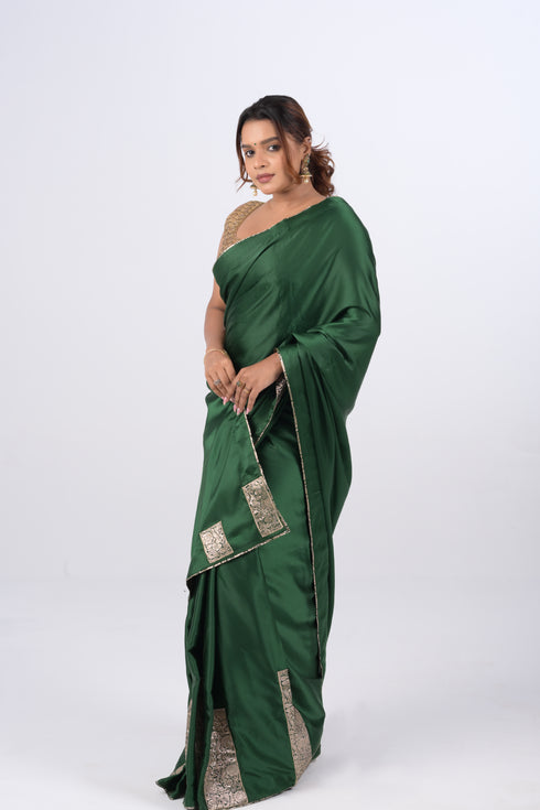 Green Modal Satin Saree
