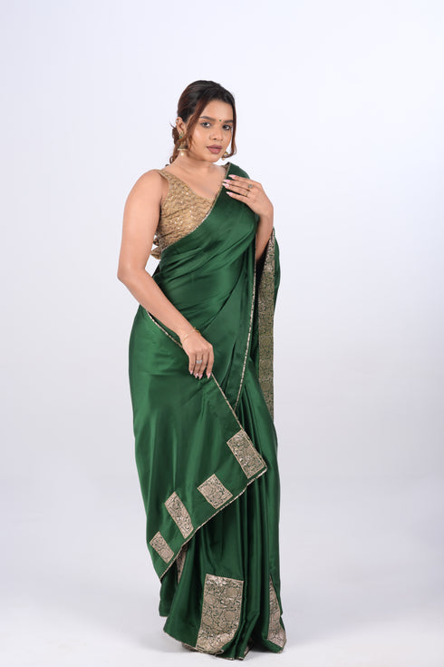 Green Modal Satin Saree