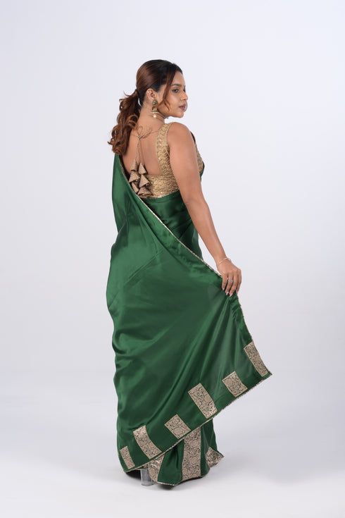 Green Modal Satin Saree