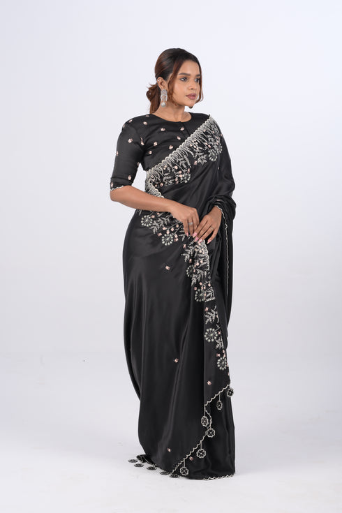 Black Modal Satin Saree