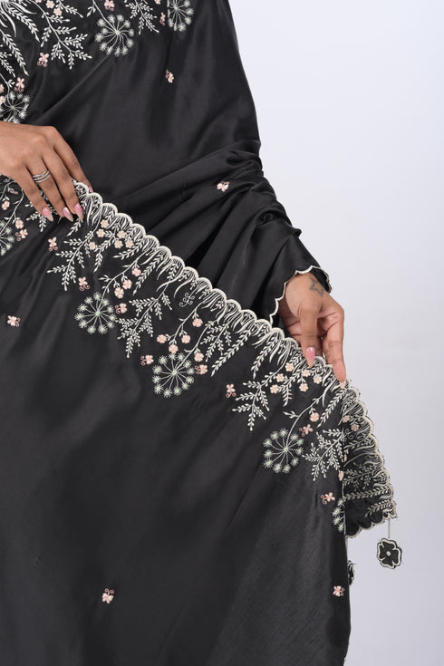 Black Modal Satin Saree