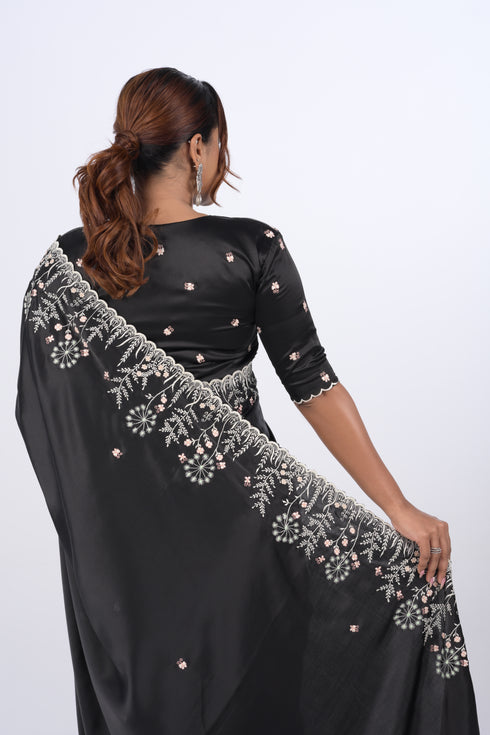 Black Modal Satin Saree