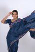 Navy Blue Modal Satin Saree w/ Applique