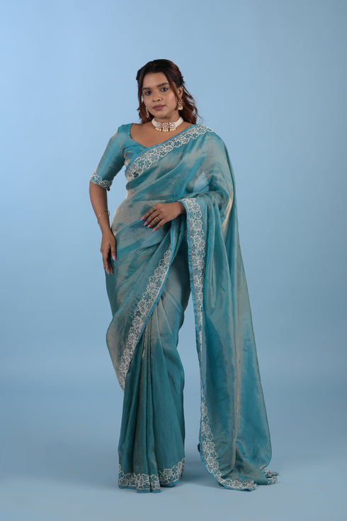 Blue Pure Tissue Saree