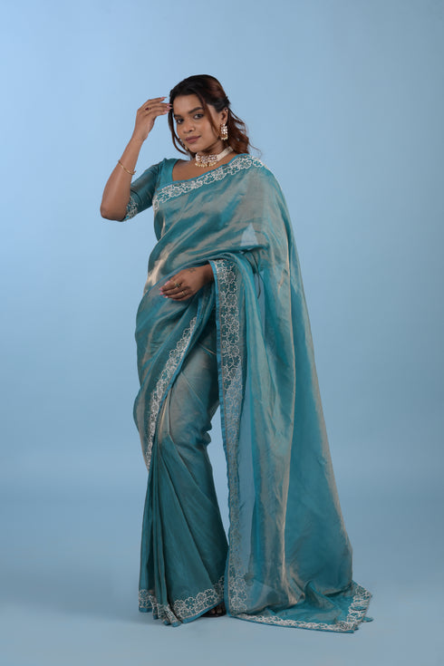 Blue Pure Tissue Saree