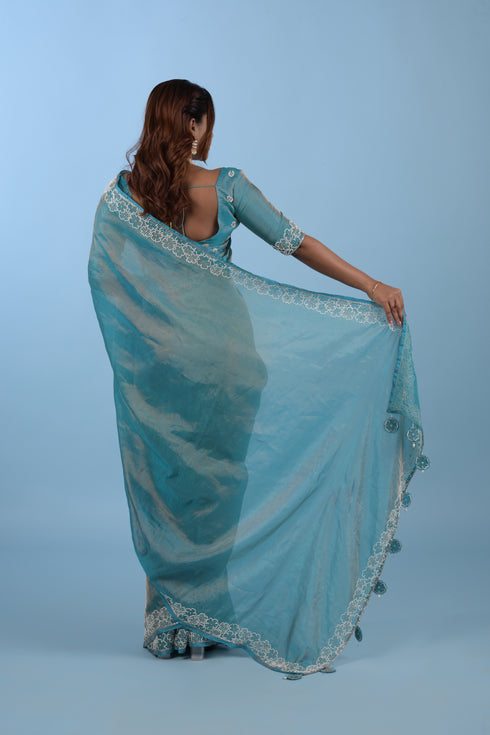 Blue Pure Tissue Saree