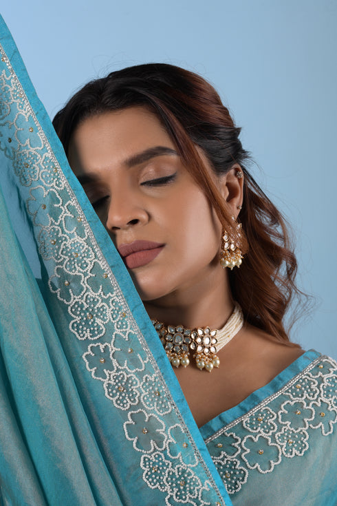 Blue Pure Tissue Saree