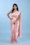 Pastel Pink Modal Satin Saree w/ Belt