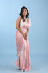 Pastel Pink Modal Satin Saree w/ Belt