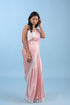 Pastel Pink Modal Satin Saree w/ Belt