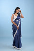 Navy Blue Modal Satin Saree w/ Belt