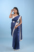 Navy Blue Modal Satin Saree w/ Belt