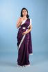 Wine Modal Satin Saree w/ Belt