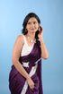 Wine Modal Satin Saree w/ Belt