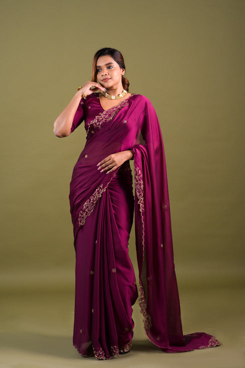 Purple Syska Georgette Saree