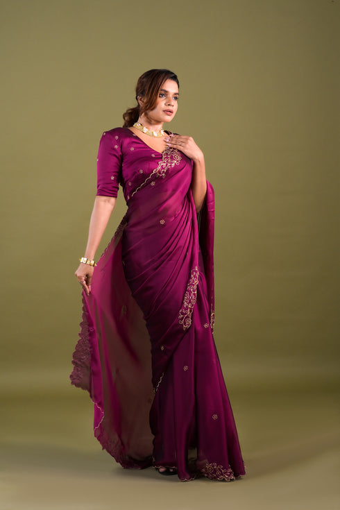 Purple Syska Georgette Saree