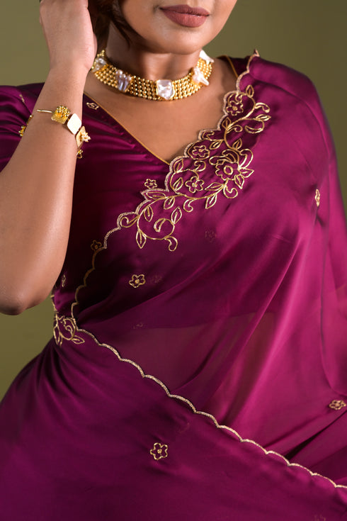 Purple Syska Georgette Saree