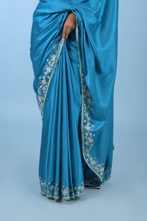 Blue Modal Satin Saree