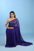 Violet Georgette Saree w/ Zari Stripes
