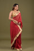Red Organza Saree with Benaras Border
