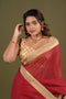 Red Organza Saree with Benaras Border