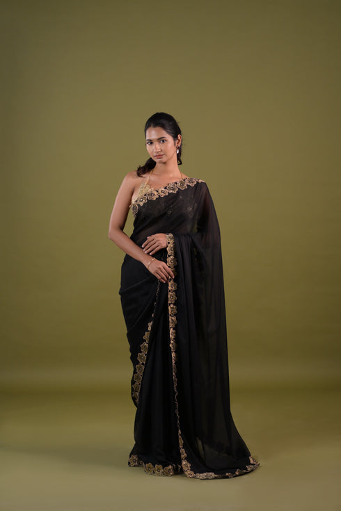 Black Syska Georgette Saree