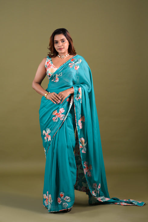 Sea Green Syska Georgette Saree