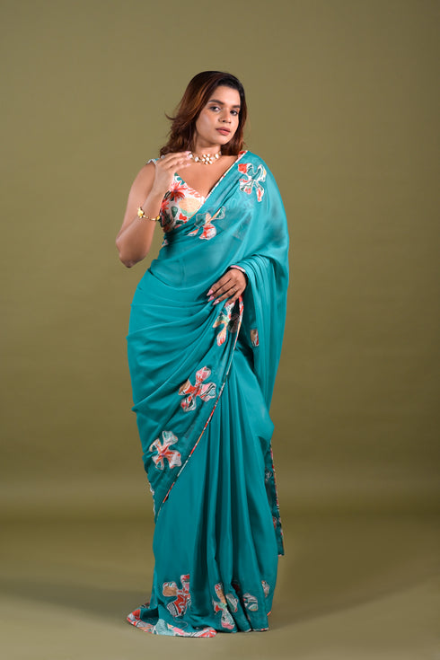 Sea Green Syska Georgette Saree
