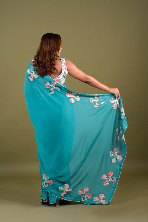 Sea Green Syska Georgette Saree