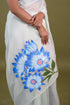 Pastel Blue and White Organza Saree