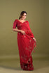 Red Organza Saree w/ Deer Motifs