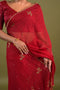 Red Organza Saree w/ Deer Motifs